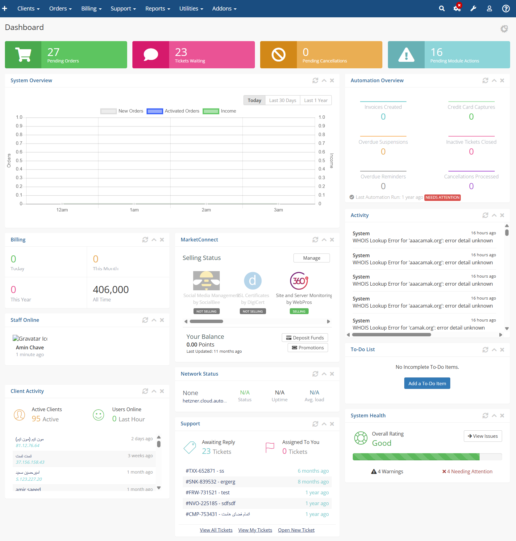 WHMCS-Dashboard